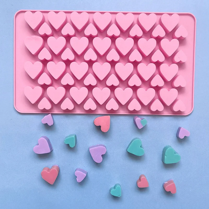 56 Hole Heart Silicone Chocolate Mold Two Style Love Shape Fudge Candy Jelly Biscuit Baking Mould Ice Cube Tray Party Snack Gift