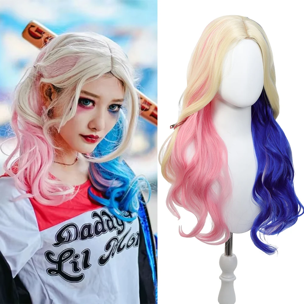 Synthetic Straight Wigs 24 Inch Long Heat-Resistant Blue Wig For Women Halloween And Christmas New Year Carnival Music Festival