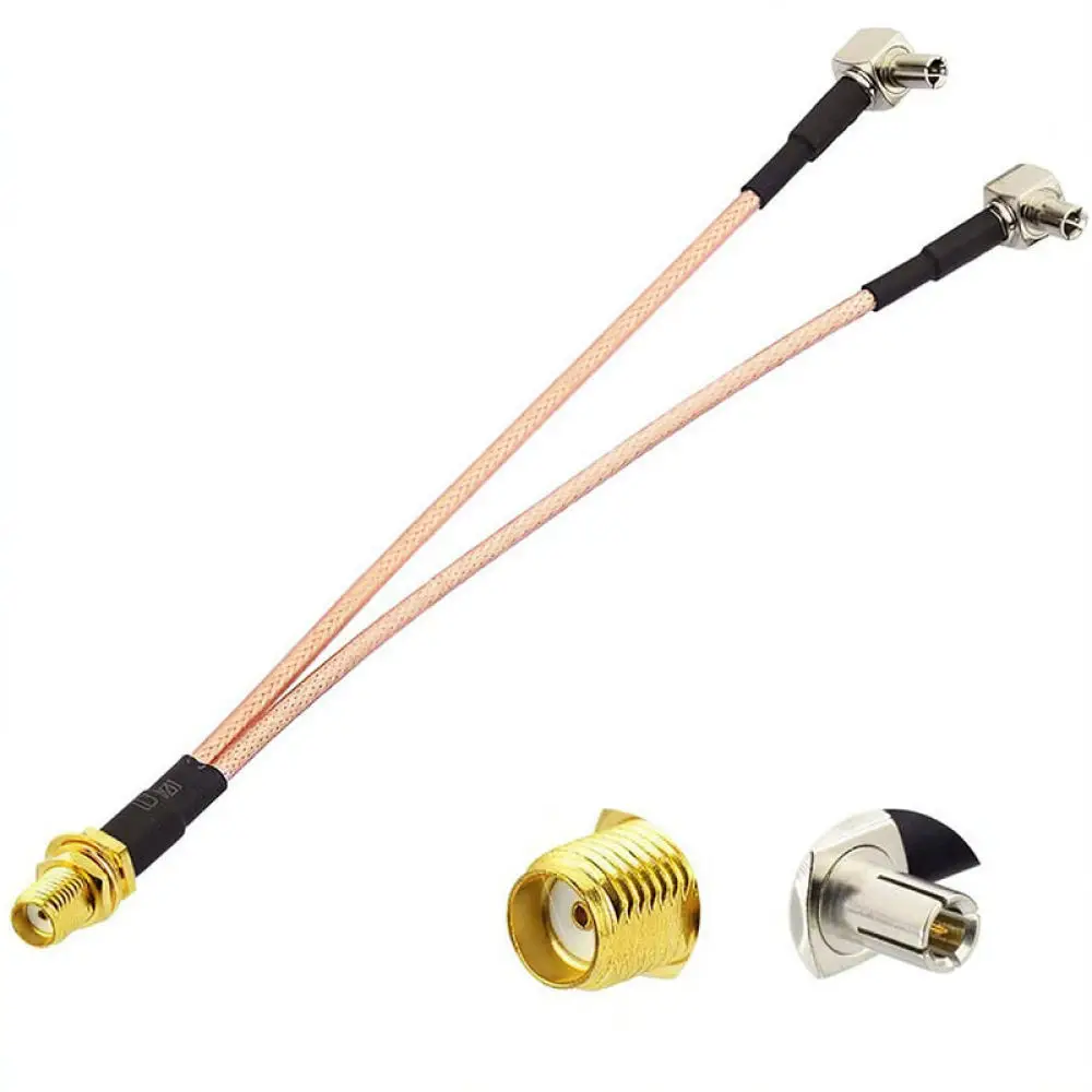 Coaxial RF Signal Splitter RP SMA Female To Double TS9 CRC9 For JX Wireless Network Antenna Extension Connection Wire