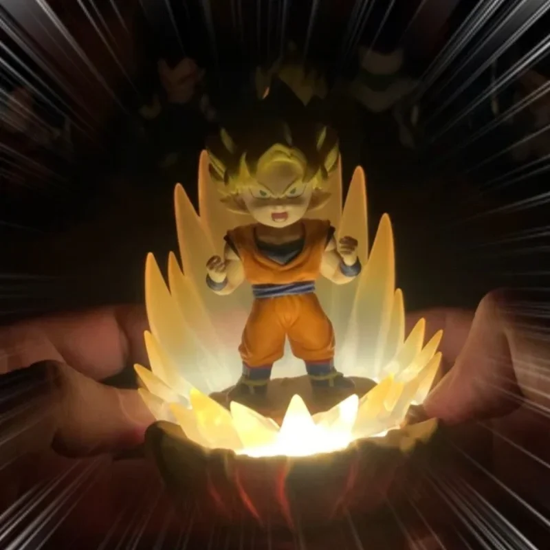Lámpara de noche de la serie Dragon Ball Z, caja sorpresa con adorno luminoso, figura de Son Goku, Wukong y Vegeta, artículo de anime, regalo de moda.