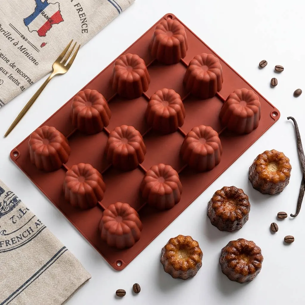 12‑Cavity Canele Silicone Mold French Dessert Mousse Pudding Chocolate Baking Mould