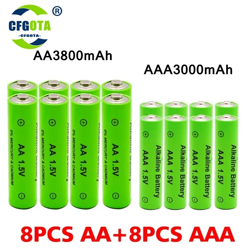 Batterie aste pour lumière LED, jouet, MP3, 1.5V, AA, 3800mAh, AAA, 3000mAh