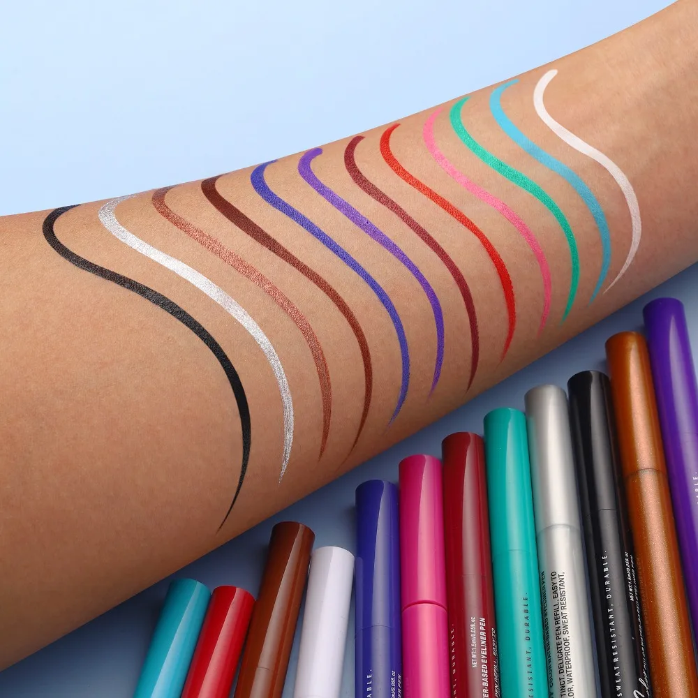 12 Colors Red Purple Eyeliner Liquid Matte Quick-Drying Smudge-Proof Smooth Eye Liner Pen Long-Lasting Eyes Makeup Cosmetics