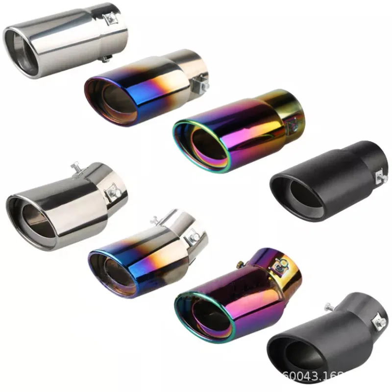 Universal Car Exhaust Muffler Tip Round Stainless Steel Car Tail Rear Chrome Round Exhaust Pipe Tail Muffler Tip Pipe