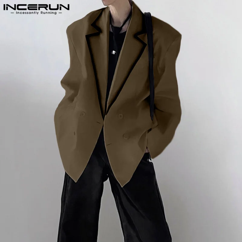 2024 Well Fitting Blazer INCERUN Men Casual Long Sleeve Suits Korean Style Fashion Bottun Lapel Coats Streetwear Male Loose Coat