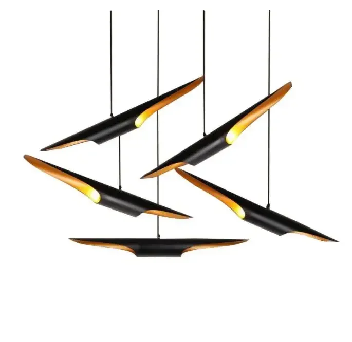 

Delightfull Replica Coltrane Modern Loft LED Hanging Lamp Light Fixture Gold Black Wing Aluminum Tube Hanging Pendant Lamp Light