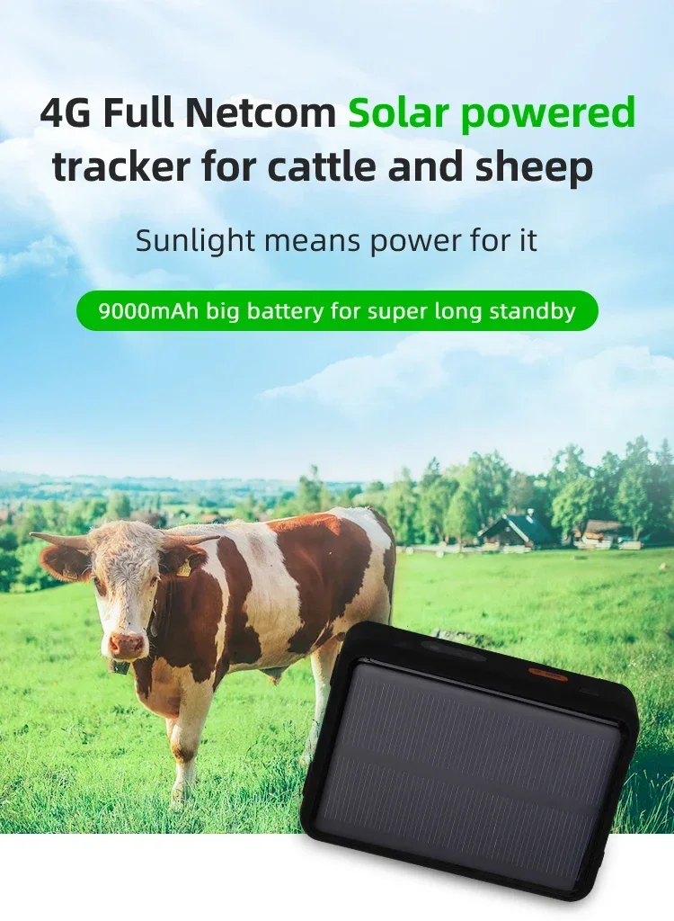 RF-V44 Solar GPS Tracker Power 4G/3G/2G Real-time GPS Tracker IP67 Waterproof  9000mAh Battery for Sheep Cow Cattle