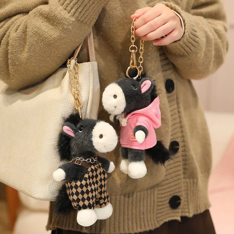 

Kawaii Donkey Plush Keychain Fashion Dressed Soft Stuffed Animal Pendant Bag Charm Key Ring Cute Gift for Women Girlfriend Girls