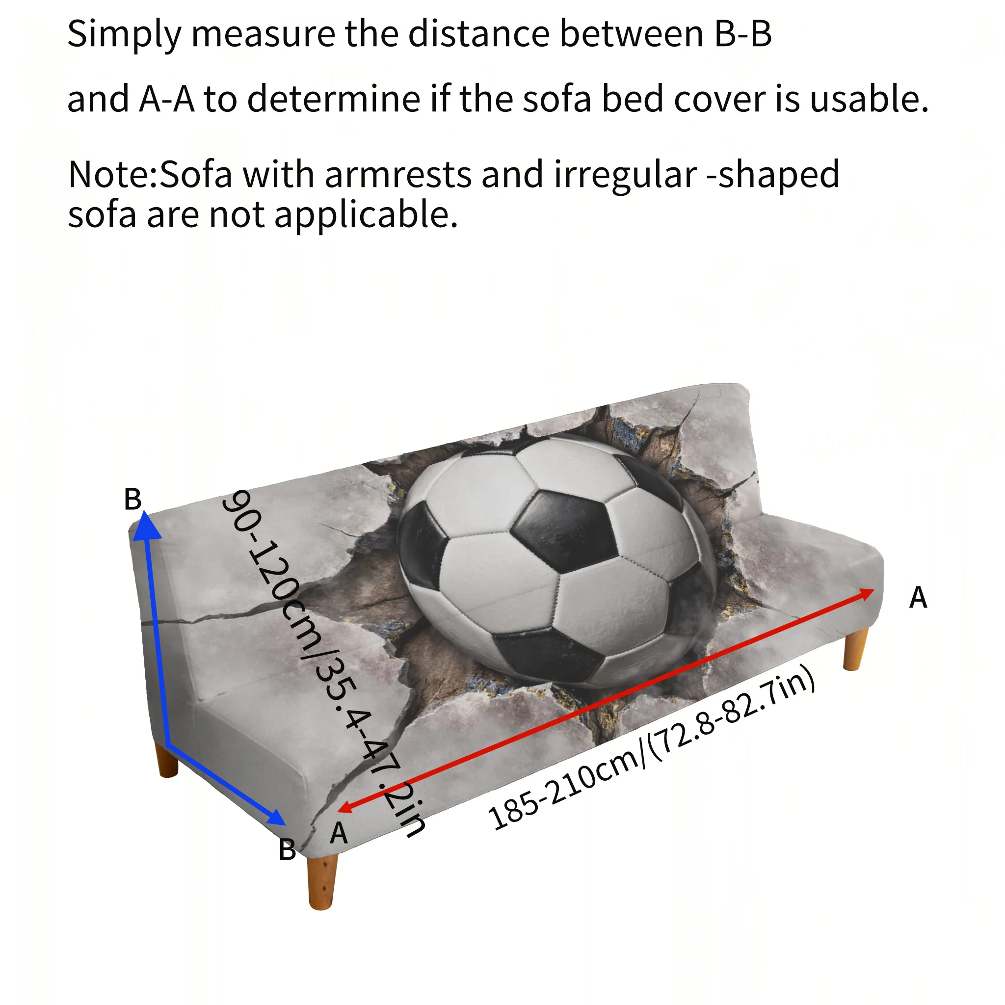 Football crack print sofa bed cover, living room sofa bed cover, dustproof machine washable sofa bed cover