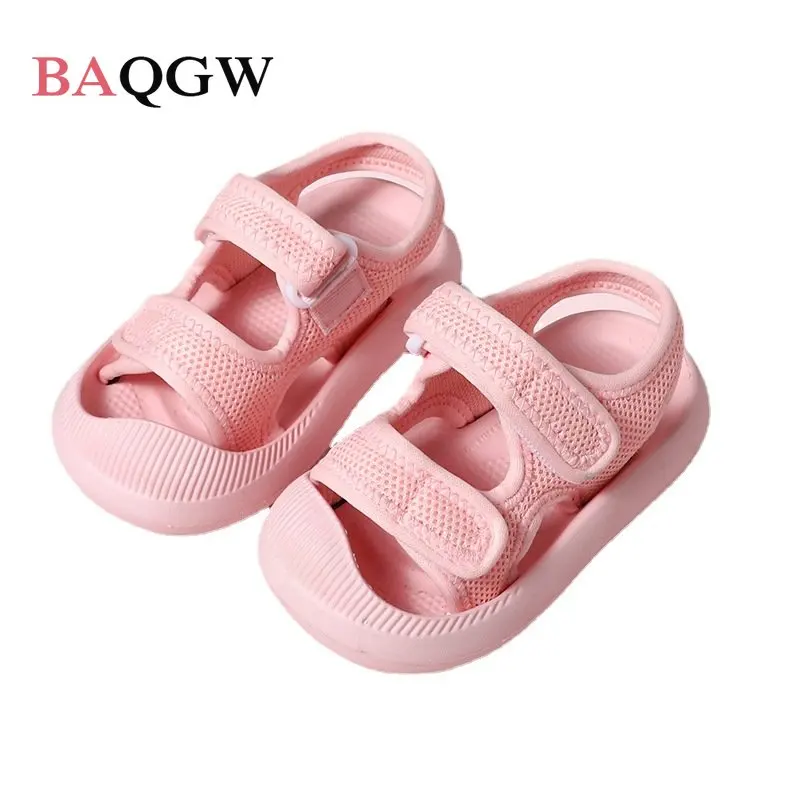 Children Foot Protection Baby Sandals Summer Solid Cool Breathable Boys Sports Shoes Anti-slip Soft Flats Girls Beach Sandals