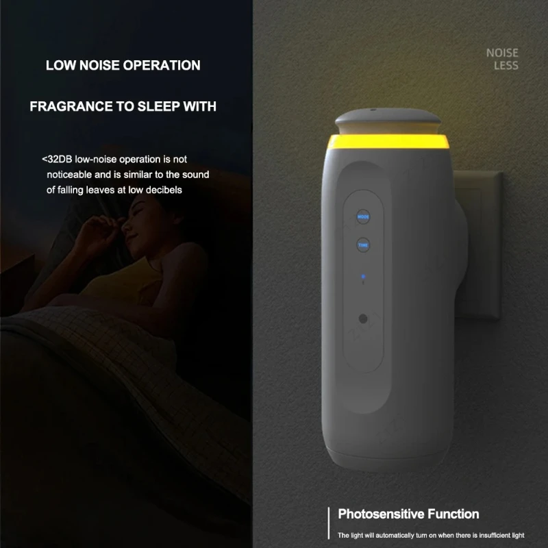 Portable Wall Mounted Essential Oil Diffuser Bluetooth Intelligent Light Sensing Night Light Waterless Aromatherapy Machine