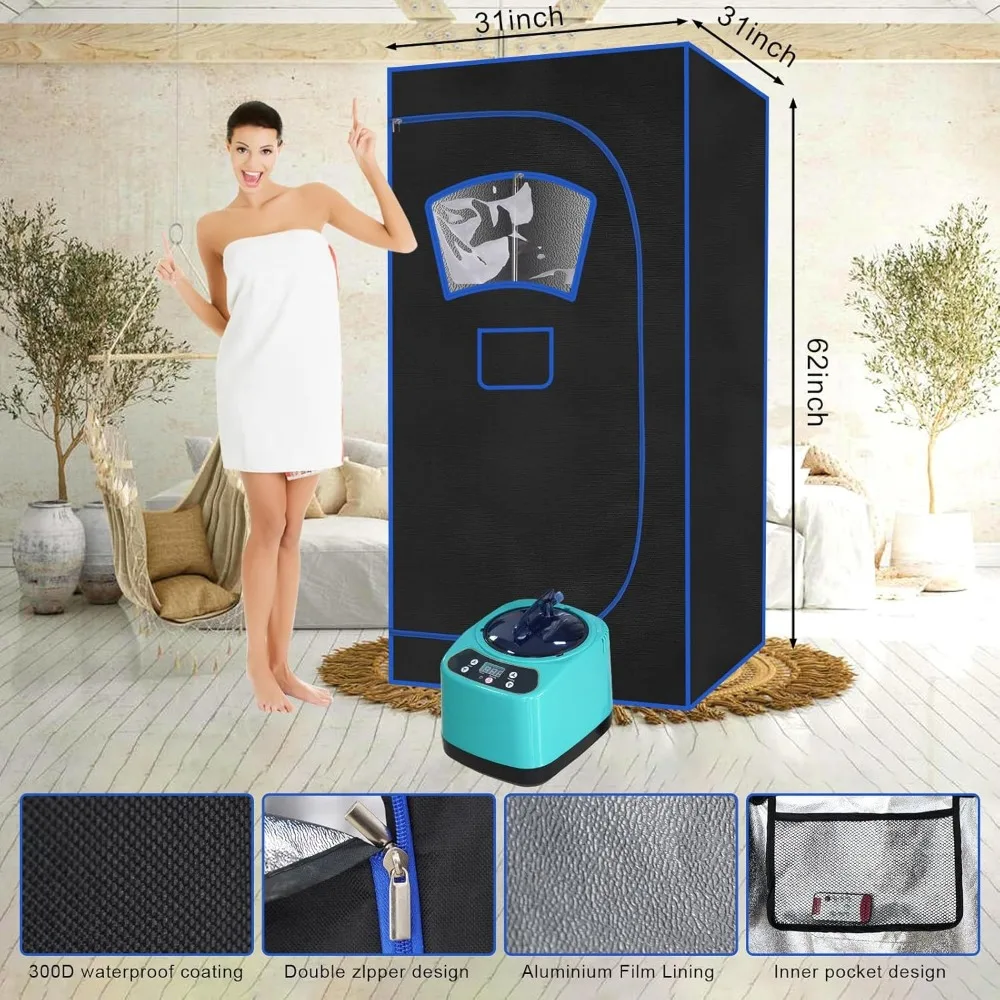 Portable Sauna - At Home Sauna Home SPA for Relaxation, 3 Liters 1100 Watt Steamer Large Space Sauna Box Remote Control  Pilates