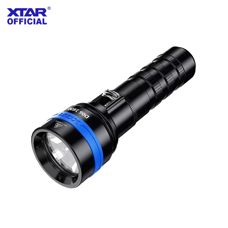 XTAR Diving Flashlight D06 1600 Lumens Diving Depth 100m Waterproof Dive Light Spearfishing Lamp LED Flashlight 18650 Battery