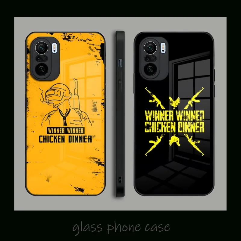 PUBG Winner Chicken Dinner Phone Case Glass For Xiaomi 13 12 12Pro 11 11T 10 Lite PocoF3 Redmi Note 10 9 8 Pro 9T 9A PocoX3Pro