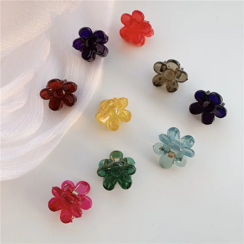 

New Mini Flower Hair Claw Clip Small Transparent Color Acrylic Side Pin Shark Hairpin Barrettes Ins Women Girls Hair Accessories