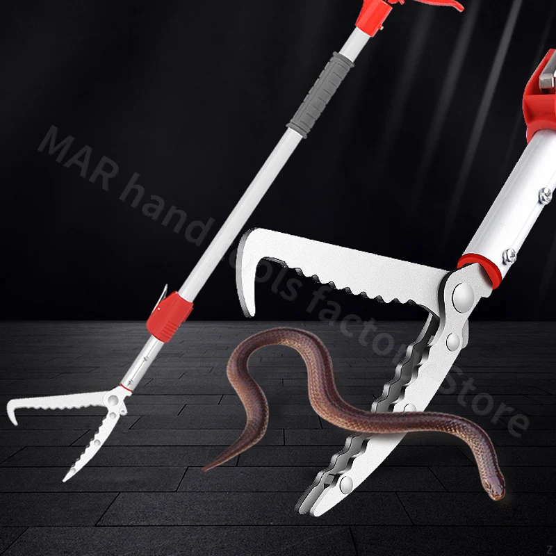 1M-3M Snake Catcher Lengthened Thicken Retractable Snake Tongs Stick Reptile Catcher Grabber Large Opening Eel Clip Loach Clamp