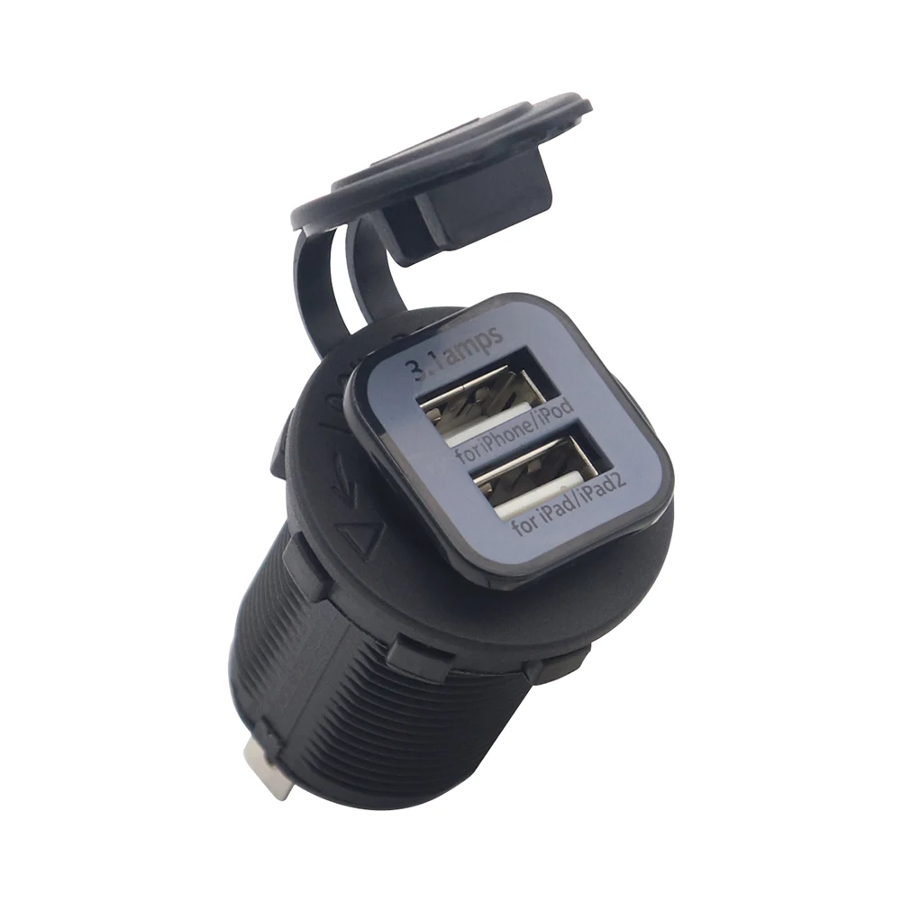 Dual USB Charger Socket Car Charger Socket Power Cigarette Lighter Socket for Car Boat Marine Motorcycle RV ATV