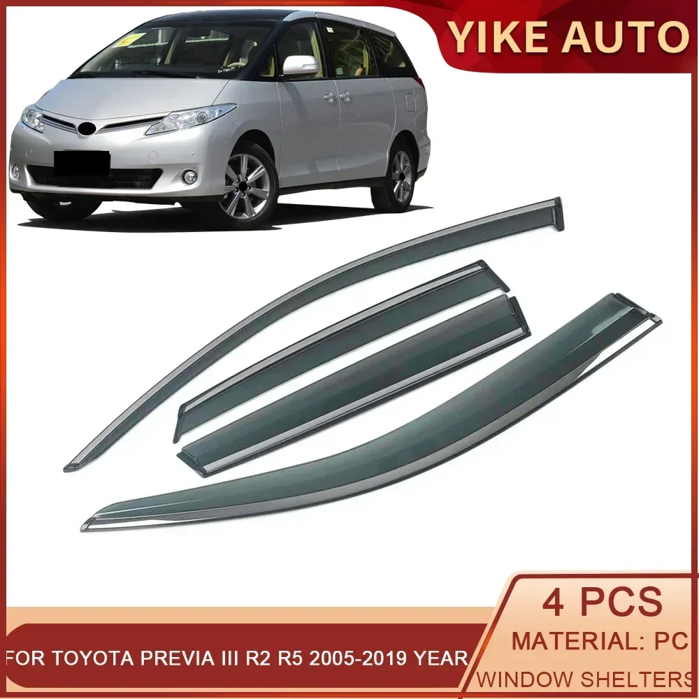 For TOYOTA Previa III R2 R5 2005-2019 Car Window Sun Rain Shade Visors Shield Shelter Protector Cover Trim Frame Sticker