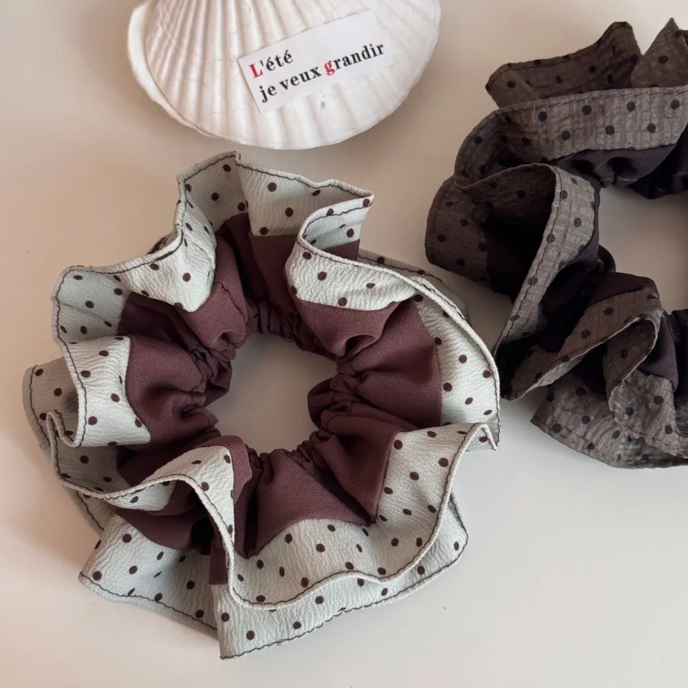Large Size Ponytail Hair Scrunchies Rubber Band Vintage Elastic Hair Ties 16cm/6.3in Polka Dot Pattern Hair Accessories