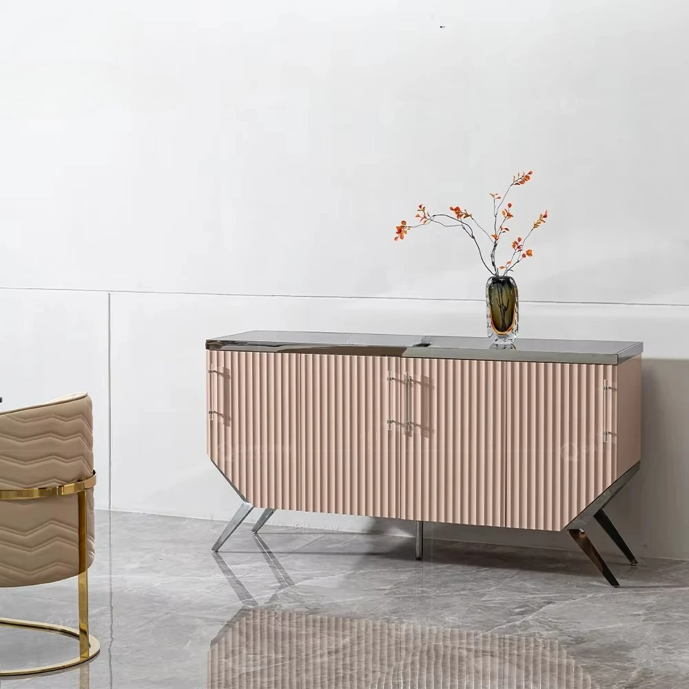 Living Room Contemporary TV Cabinet Brown Wooden Storage Glass Cabinet Catering Kitchen Sideboard Cabinet