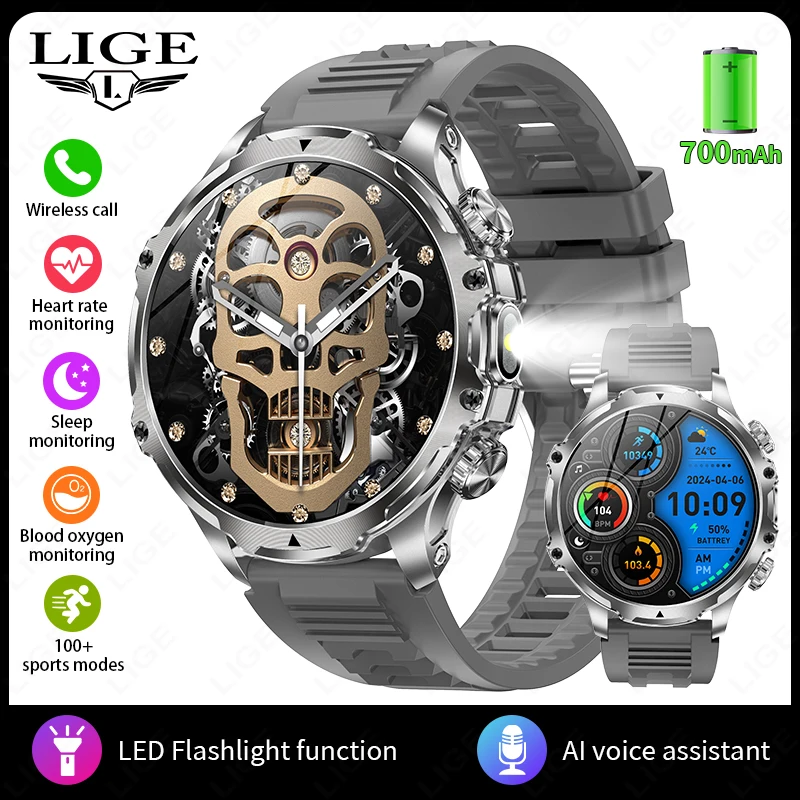 

​LIGE New Men Smart Watch Bluetooth Call 700mAh Large Battery 416*416 Ultra HD Screen Health Smartwatch Man 2025 For IOS Androi