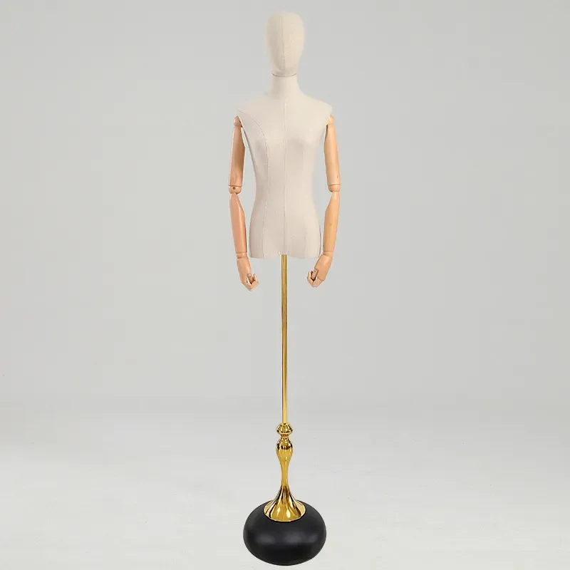 Female Mannequin Bust with Water Drop Disc Base Floor Standing Dummy Model for Clothing Store Window Display Props