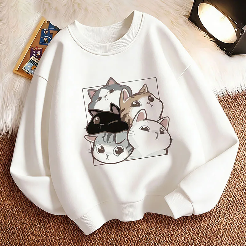 Funny Cat Hoodie Pullover Kids Cat Design Children's Sweatshirt Cute Hoody for Boys Girls Autumn Spring Casual Hoodies