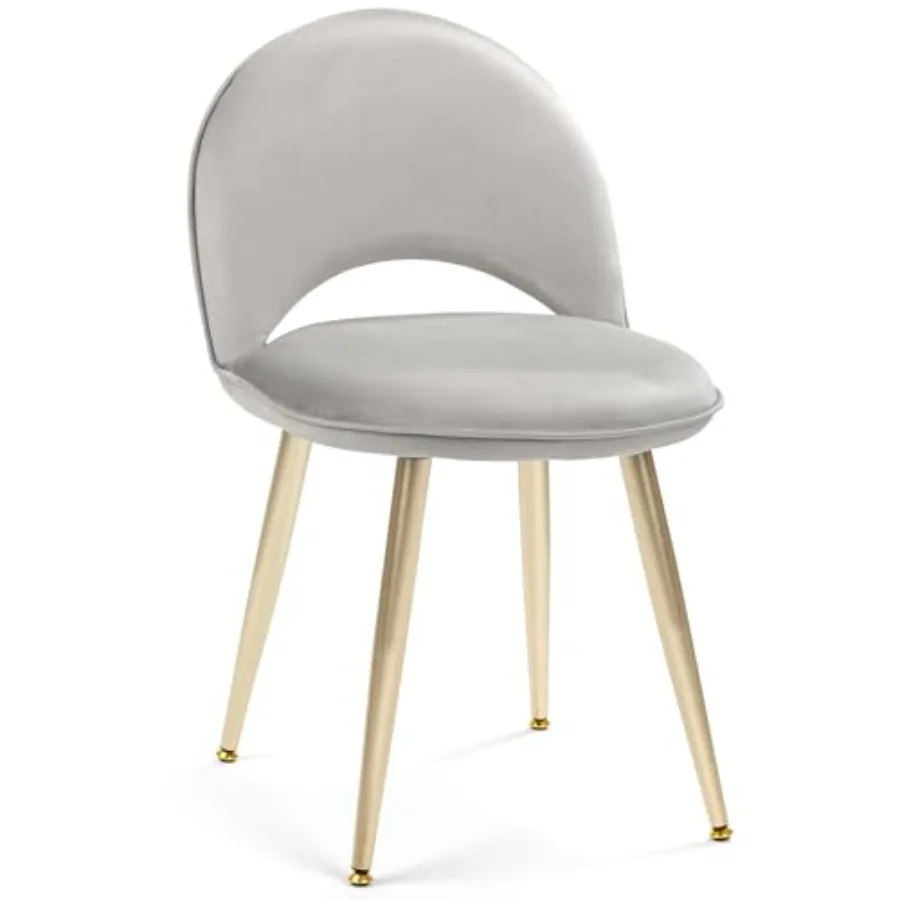 

Vanity Chair with Adjustable Backrest Upholstery Armless Makeup Stool Velvet Vanity Stool with Metal Legs for Bedroom Living Ro