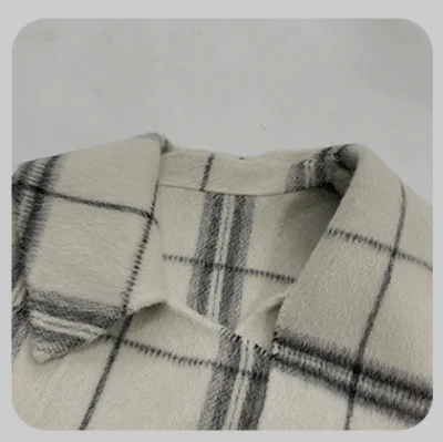 Vintage Plaid Newest Winter Both Sides Long Sleeve Winter All Match Women Casual Loose Wool Shawl Designed Coat