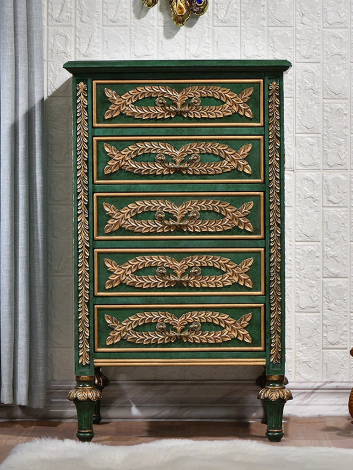 Chest of drawers bedroom storage cabinet light luxury green locker living room decorative cabinet furniture