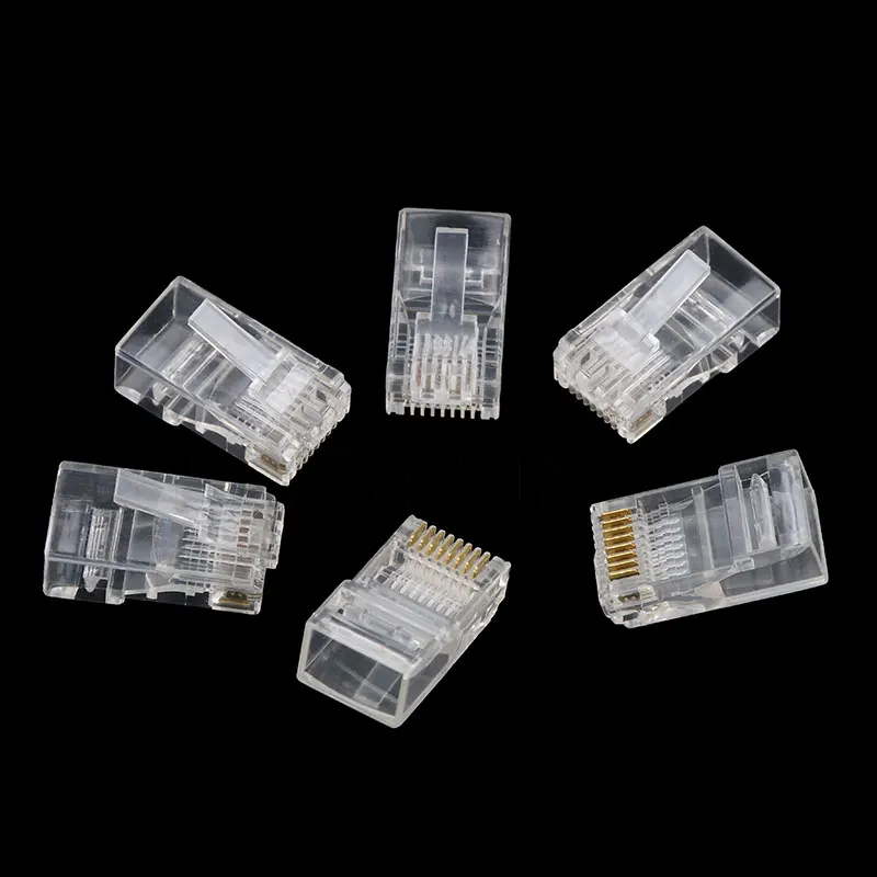 10-100 sztuk RJ45 CAT5 CAT5e 8P8C modułowa głowica kablowa przejściówka Adapter Ethernet pozłacane złącze sieciowe głowice kryształowe