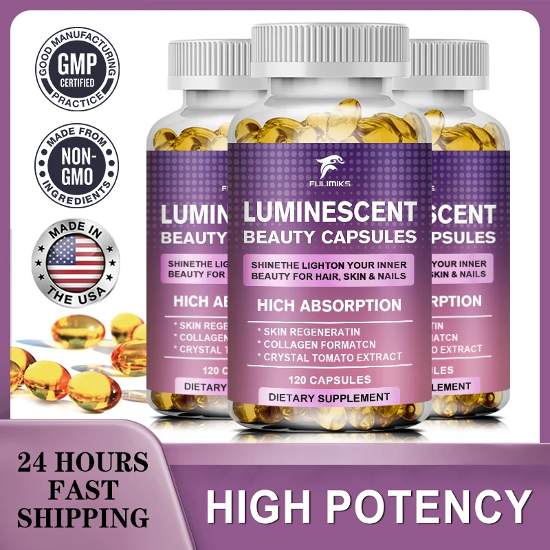 

Collagen Luminescent Capsules, Whitening Beauty, Anti-aging, Smooth and Firm Skin, Reduce Wrinkles, Increase Muscle Mass