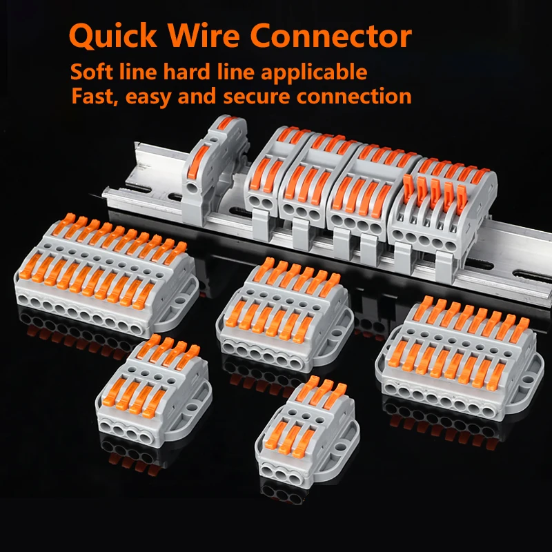 

Mini Fast Wire Cable Connectors Universal Compact Conductor Spring Splicing Wiring Connector Push-in Terminal Block