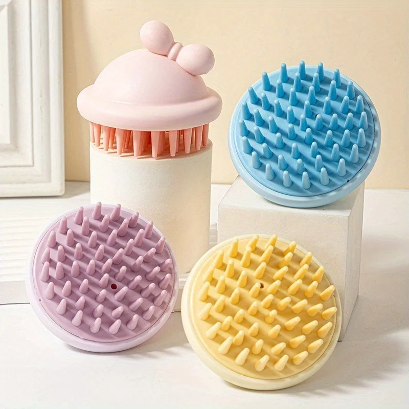 Wet Dry Scalp Massage Shampoo Brush Soft Silicone Head Spa Scrubber Comb For Human And Pet Bath Grooming Tool