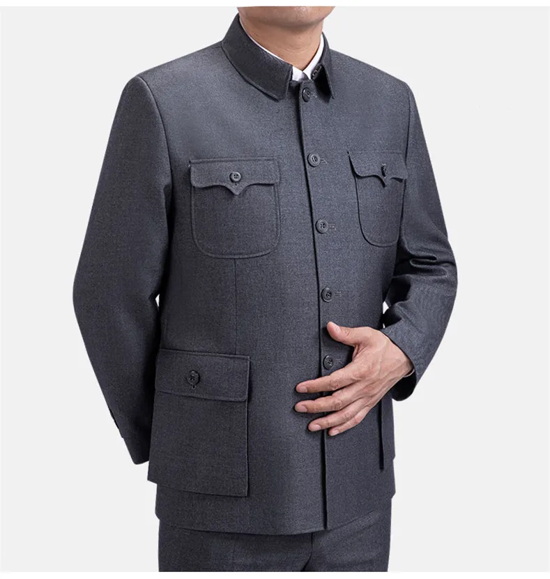 Autumn Winter Middle-aged Elderly People\'s Chinese Tunic Suit Men Loose Business Casual Suits Chinese Lapel Suit Dad\'s Costume