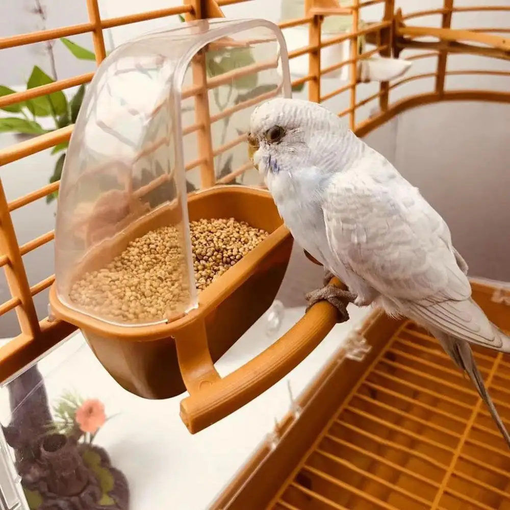 Playing and Eating Bird Cage Decor Fix on Cage Clear Birds Watering Bowl Bird Feeder Bird Food Container Parrot Supplies