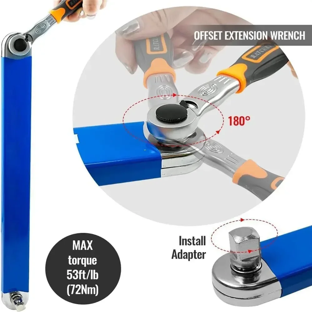 2024 Tight Spaces Extension Tool 1/2 in. 1/4 in. 3/8 in. Auto Repair Tool Home Tool Set Professional Zero Offset Extension Wrenc