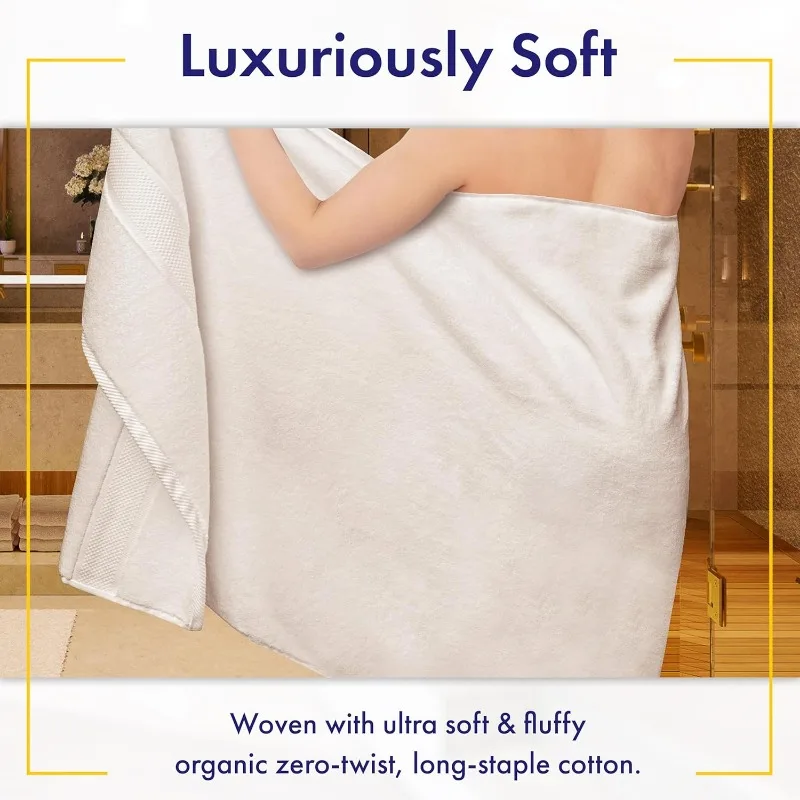 100% Organic Zero-Twist Cotton Towels - Luxury Bath Towels - Ultra Soft & Plush 700GSM Long-Staple Cotton - 6 Piece Towel Set