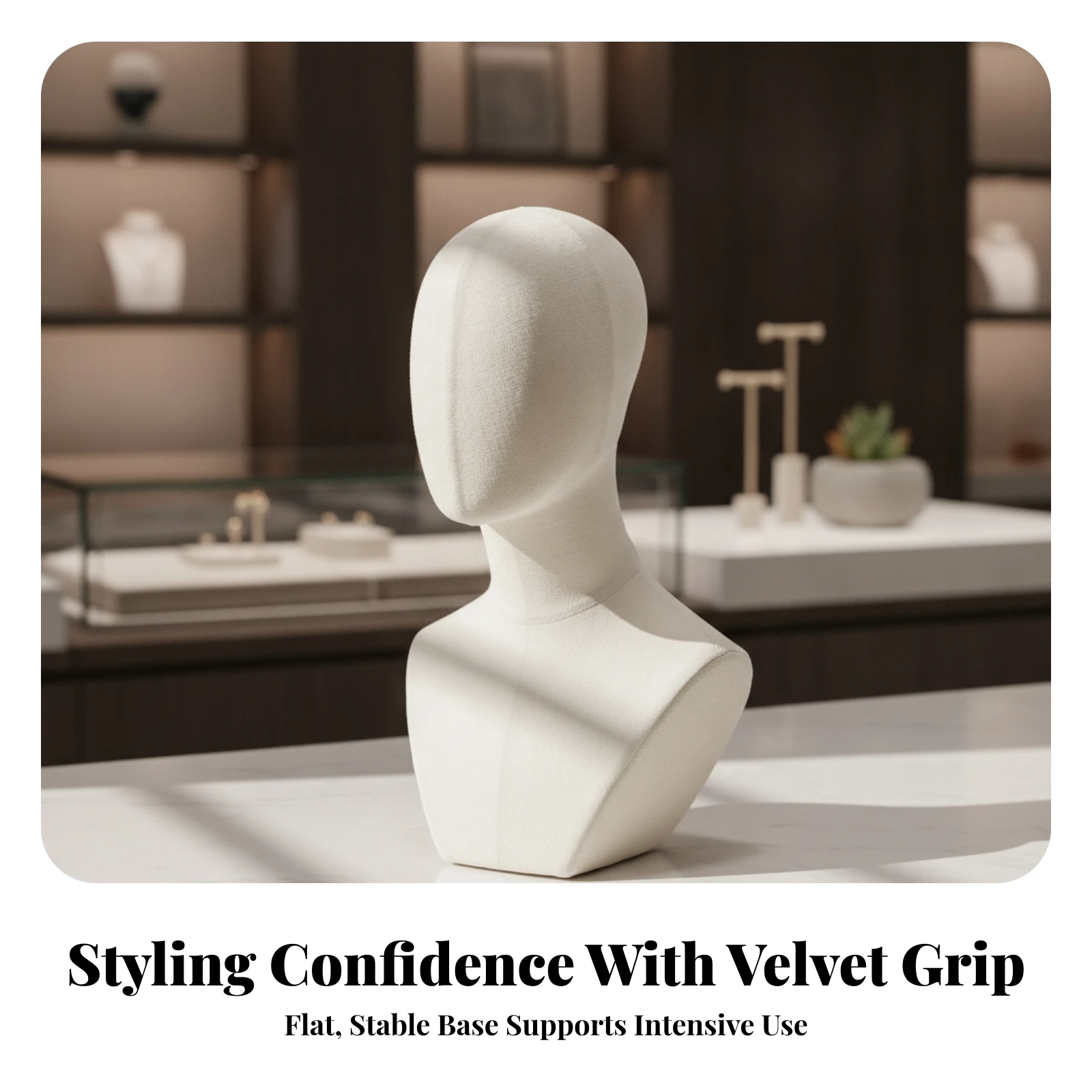 Textile-Covered Display Bust Stable Faceless Mannequin Bust Head and Shoulders Mannequin Compact Professional