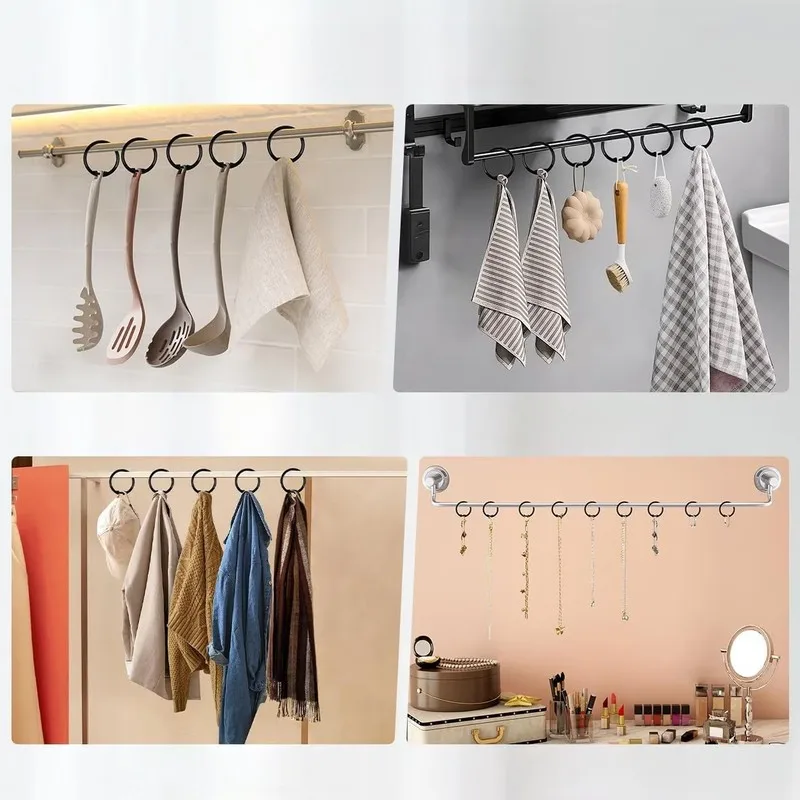 33 pcs O-Shape Drapery Rings, Waterproof Rust Proof, suitable for Moisture Environment, Easy Snap-On Closure