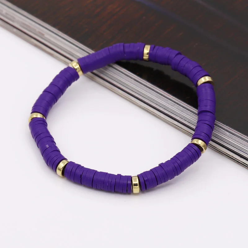 Boho Schmuck Armbänder für Frauen Mode Regenbogen Bunte Polymer Clay Perlenarmband Geschenk Damen Mädchen Handgelenk-Accessoires – Detail 18