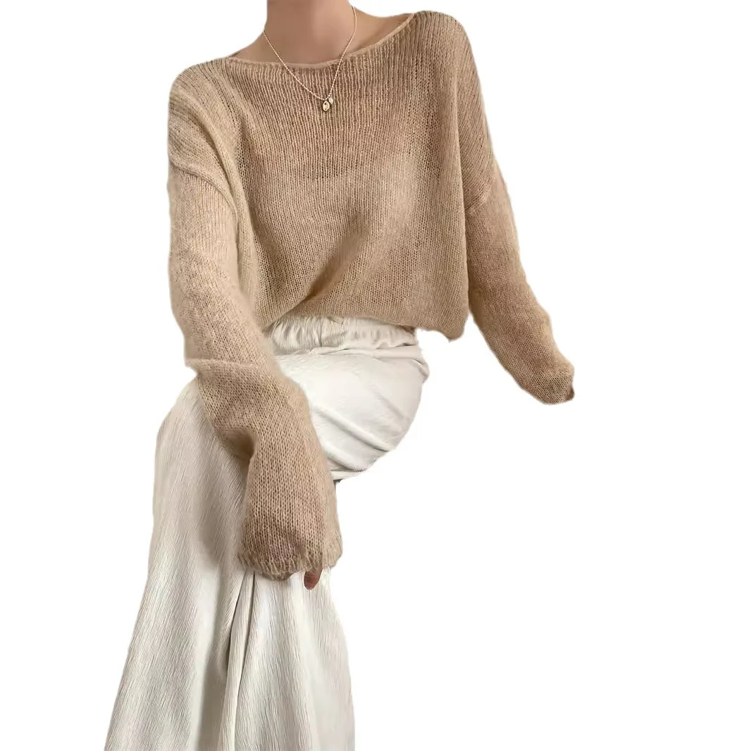 High Proportion of Gentle Mohair Knit Cardigan Autumn New Loose Cover-up Thin Cropped Top