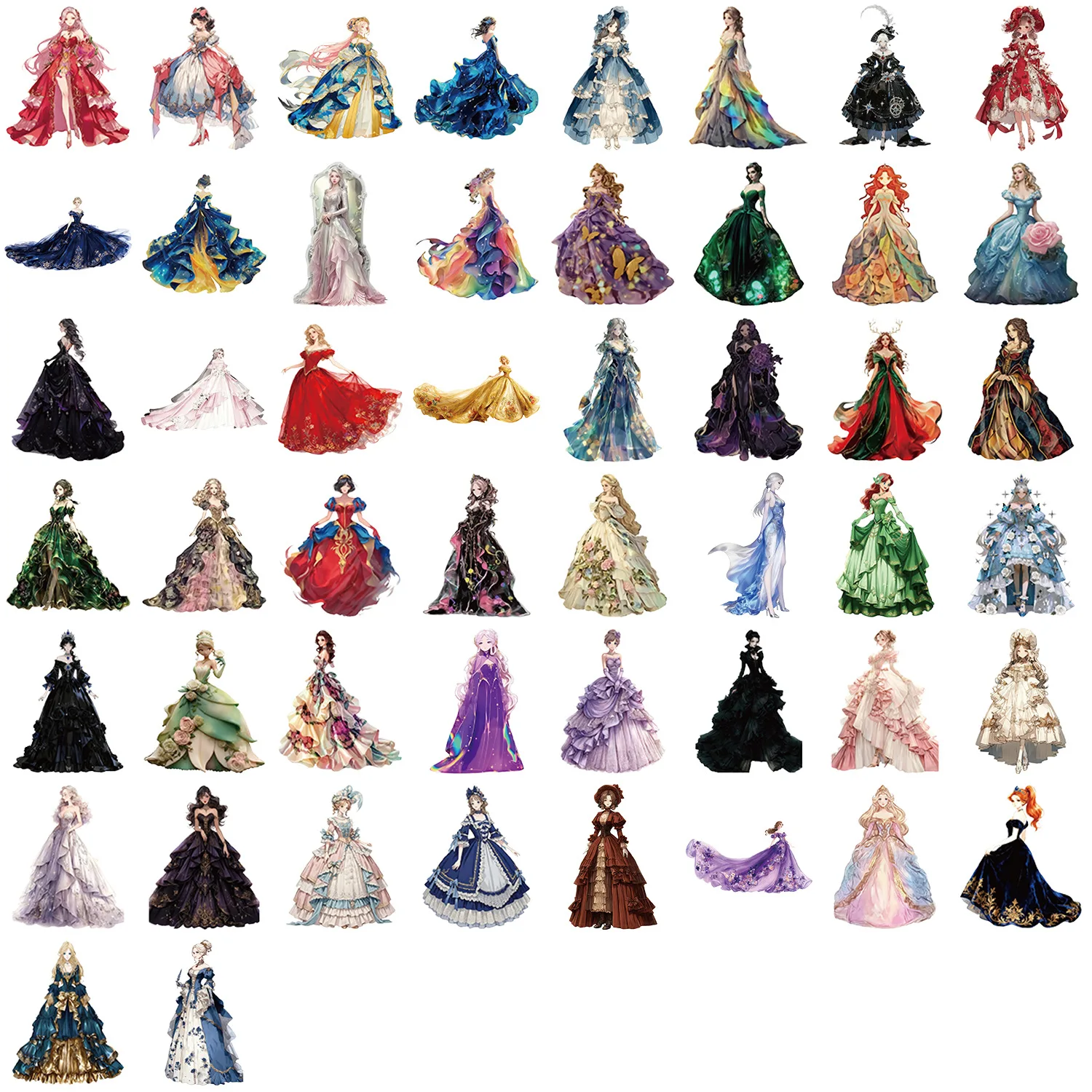 10/50 ชิ้นชุดเจ้าหญิงที่สวยงามสติกเกอร์โปร่งใสสีกราฟฟิตี้ตกแต่ง DIY ของเล่นแล็ปท็อปกีตาร์รถจักรยานการ์ตูนสติ๊กเกอร์