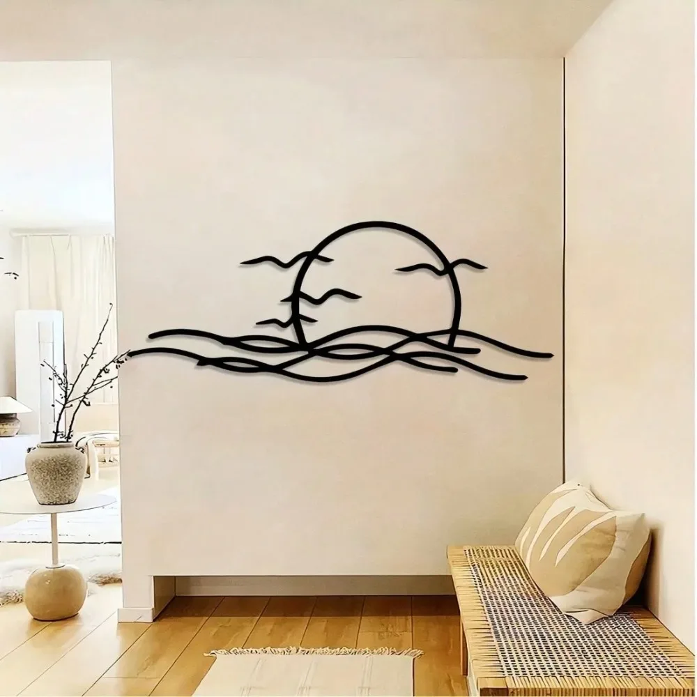 Vintage Ocean Wave Metal Wall Art Iron Coastal Decor Easy to Hang for Home