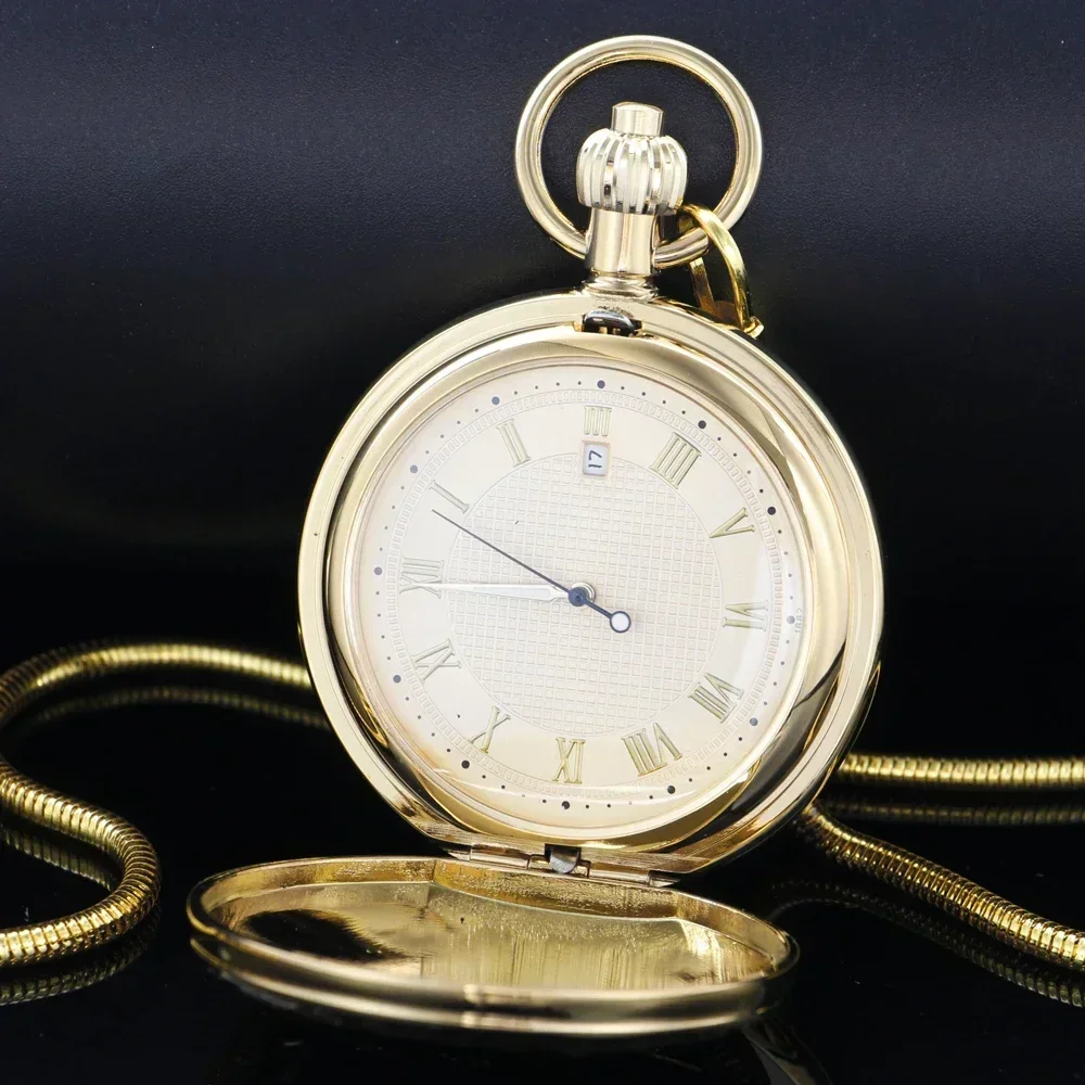 ساعة جيب رجالية ميكانيكية أوتوماتيكية بتصميم قطار بخاري نحاسي ذهبي فاخر هدية ساعة قلادة بسلسلة عتيقة #1