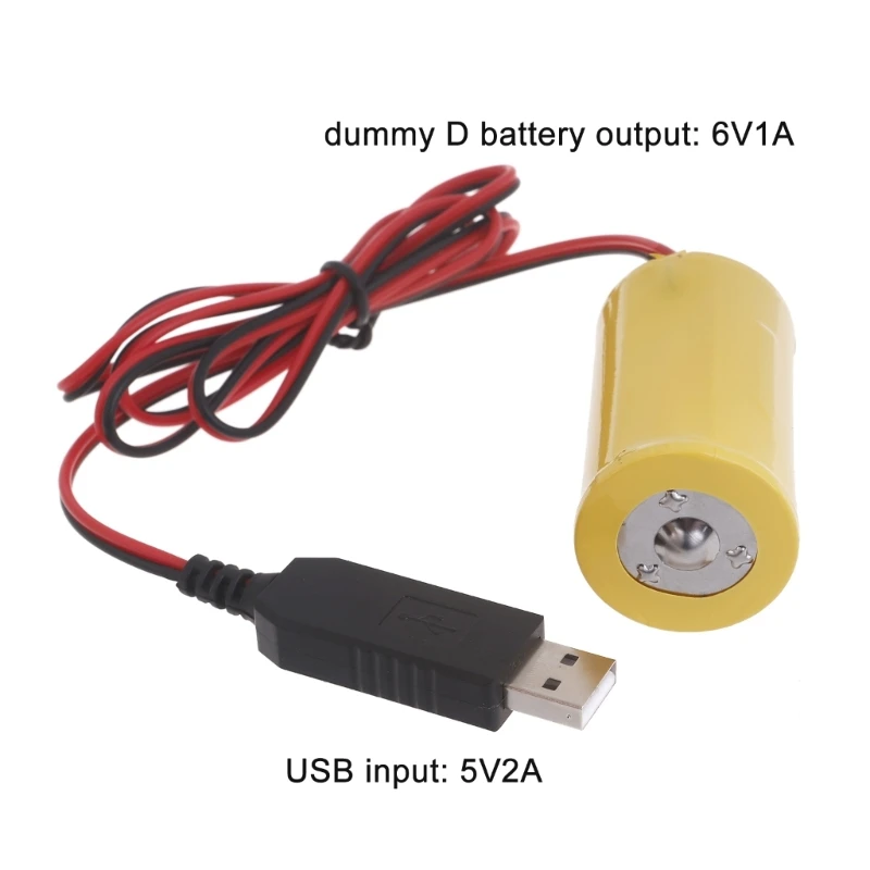 USB to 6V LR20 D Battery Elimination Cable Cord Battery Power Supply Wire 87HC