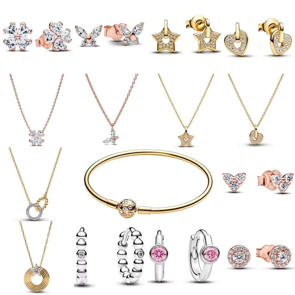 New 925 Silver,Clover,Butterfly,Pentagonal,Heart-Shaped Earring Necklace,Bracelet Suitable For Women To Wear Exquisite Jewelry ﻿