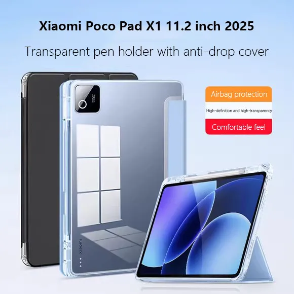 

Clear Soft TPU Case For Xiaomi Poco Pad X1 11.2 inch 2025 Poco Pad M1 12.1inch Protective Cover With Pen Slot