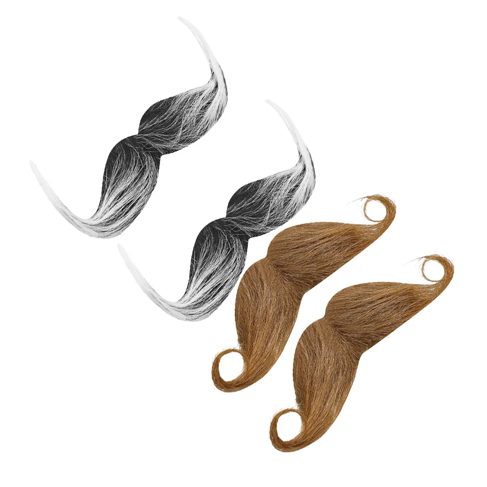 

4Pcs Party Fake Mustaches Realistic Fake Beards Assorted Color Costume Halloween Cosplay Props Halloween Party Props