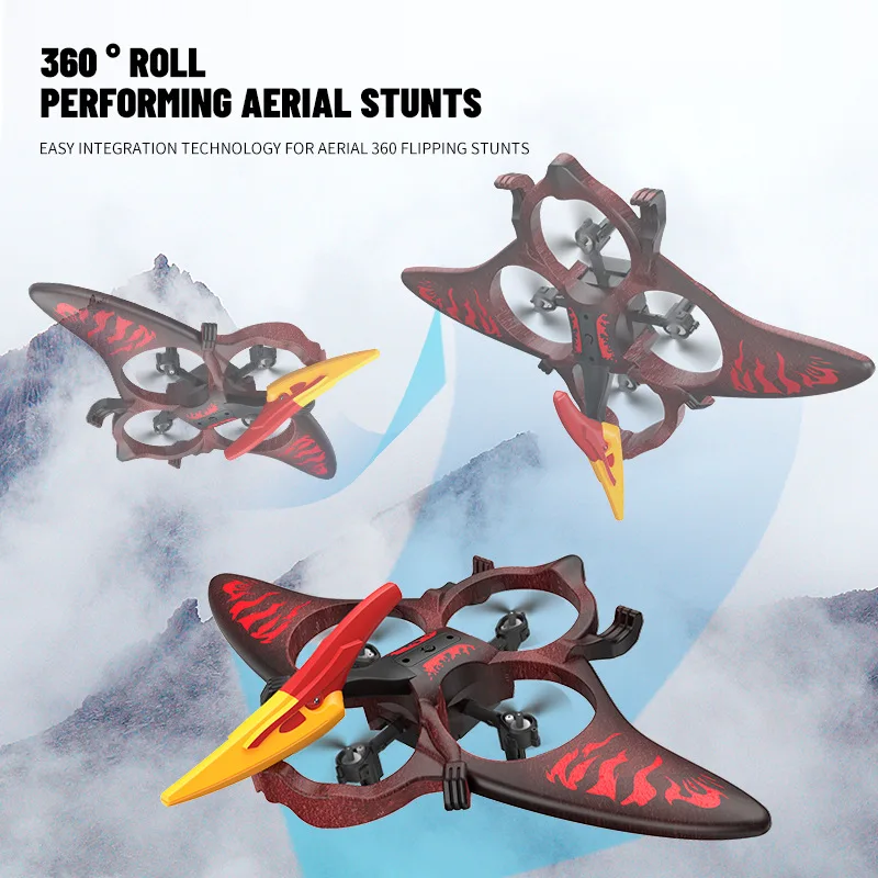 L0713 2.4G RC Pterosaur Drone - EPP Foam Crash-Resistant, 360° Stunt, One-Click Control, Colorful Winged Dinosaur Toy Plane